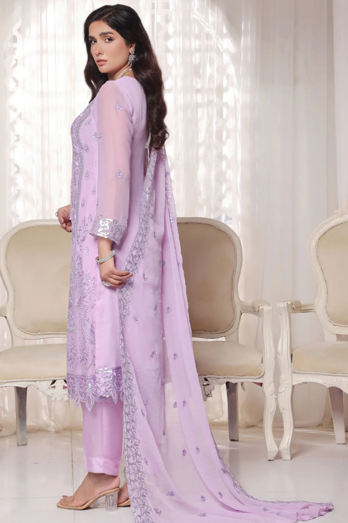Myra Luxury Embroidered Chiffon 3 Piece - Image 2