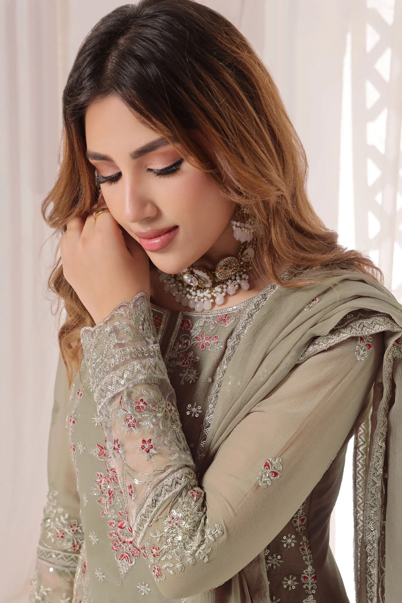 Myra Luxury Embroidered Chiffon 3 Piece - Image 5