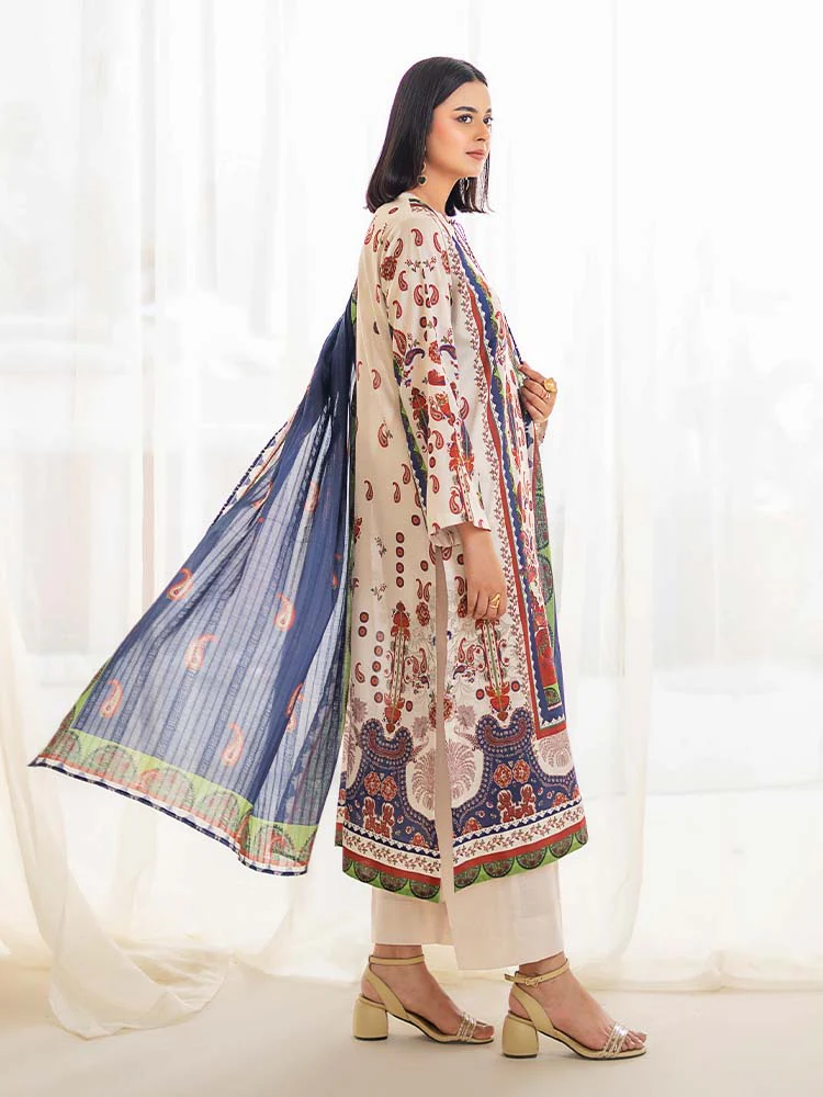 POPLIN 3-Piece Unstitched Digital Printed Lawn Suit - Image 3