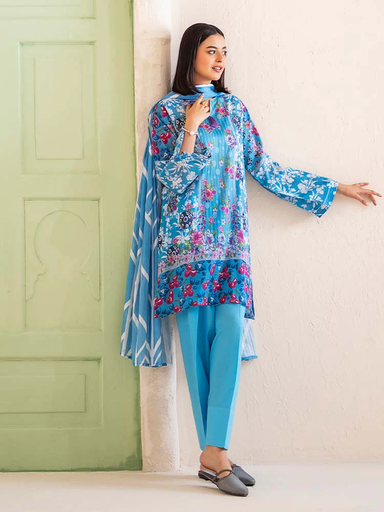 POPLIN 3-Piece Unstitched Digital Printed Lawn Suit - Image 4