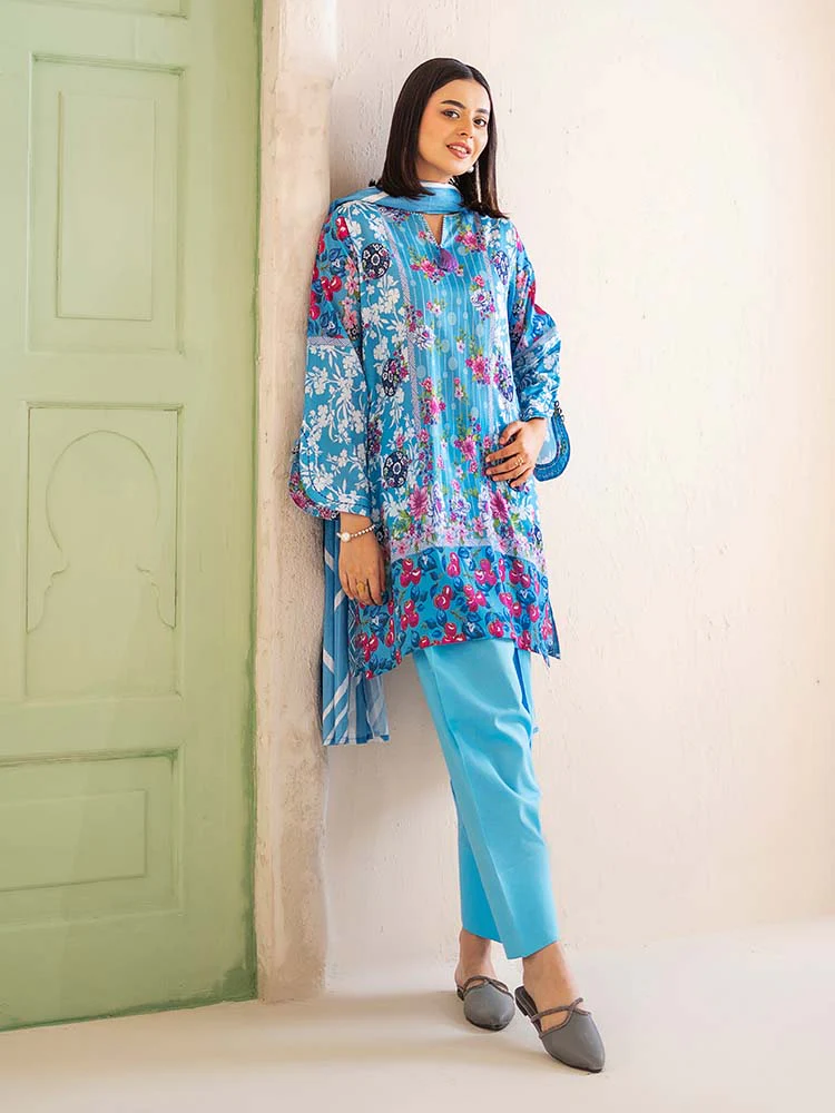 POPLIN 3-Piece Unstitched Digital Printed Lawn Suit - Image 5