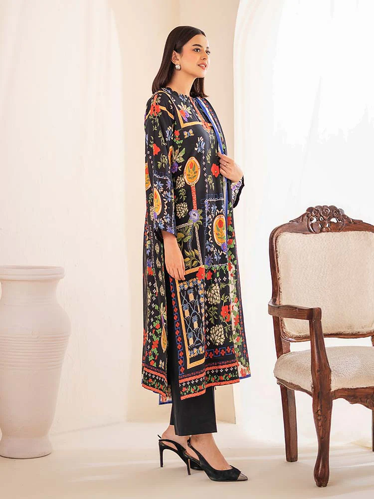 POPLIN 3-Piece Unstitched Digital Printed Lawn Suit - Image 3