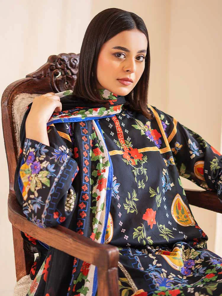 POPLIN 3-Piece Unstitched Digital Printed Lawn Suit - Image 6