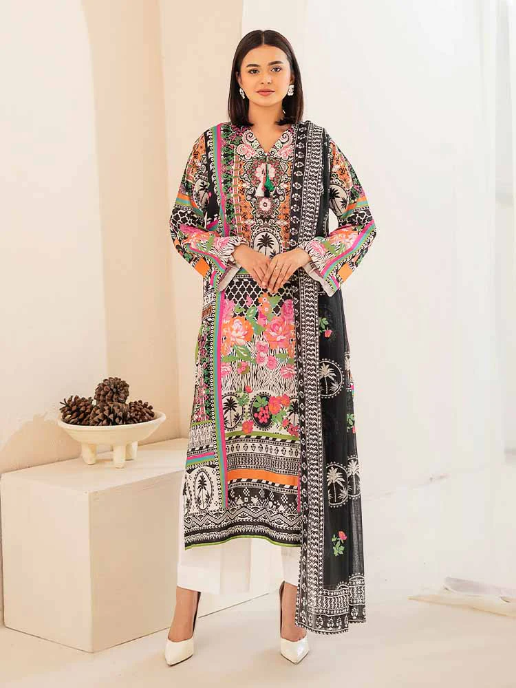 POPLIN 3-Piece Unstitched Digital Printed Lawn Suit