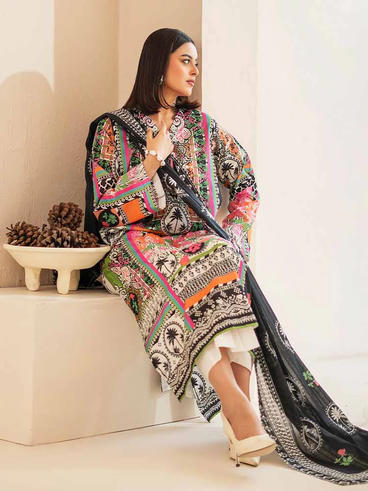 POPLIN 3-Piece Unstitched Digital Printed Lawn Suit - Image 4