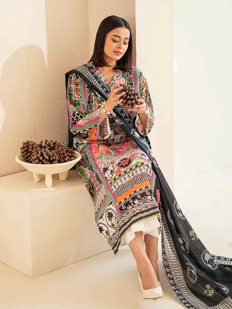 POPLIN 3-Piece Unstitched Digital Printed Lawn Suit - Image 6