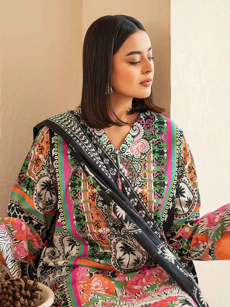 POPLIN 3-Piece Unstitched Digital Printed Lawn Suit - Image 7