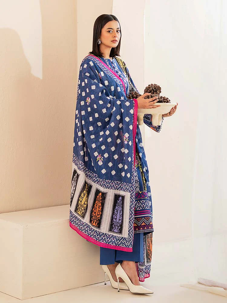 POPLIN 3-Piece Unstitched Digital Printed Lawn Suit - Image 4