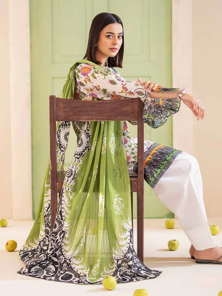 POPLIN 3-Piece Unstitched Digital Printed Lawn Suit - Image 4