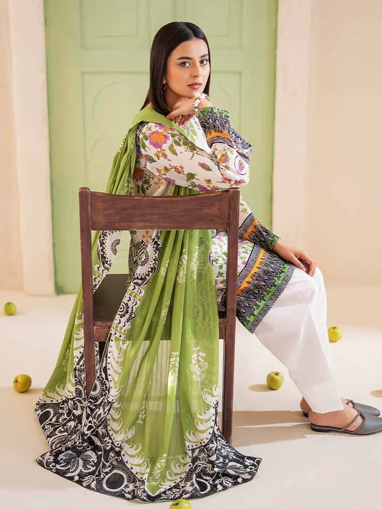 POPLIN 3-Piece Unstitched Digital Printed Lawn Suit - Image 5