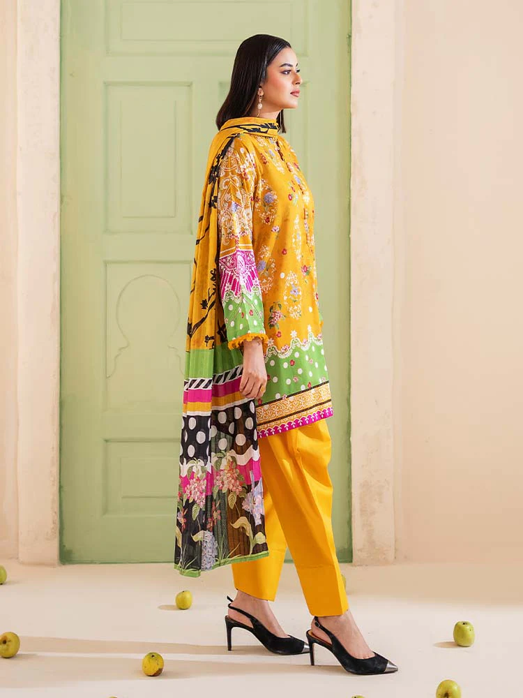 POPLIN 3-Piece Unstitched Digital Printed Lawn Suit - Image 3