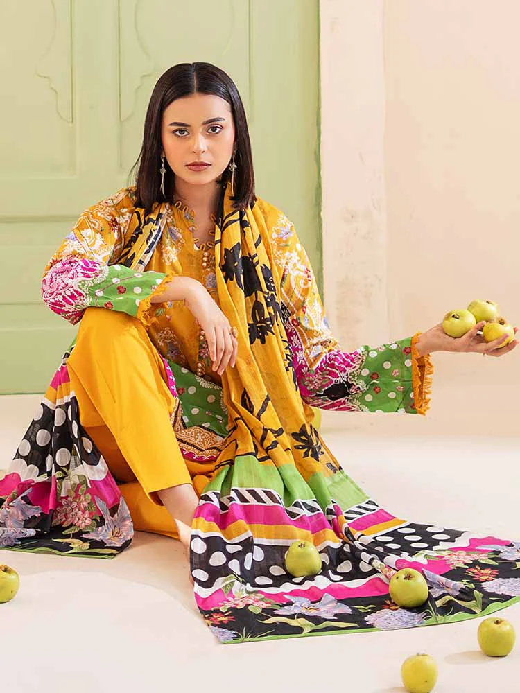 POPLIN 3-Piece Unstitched Digital Printed Lawn Suit - Image 4