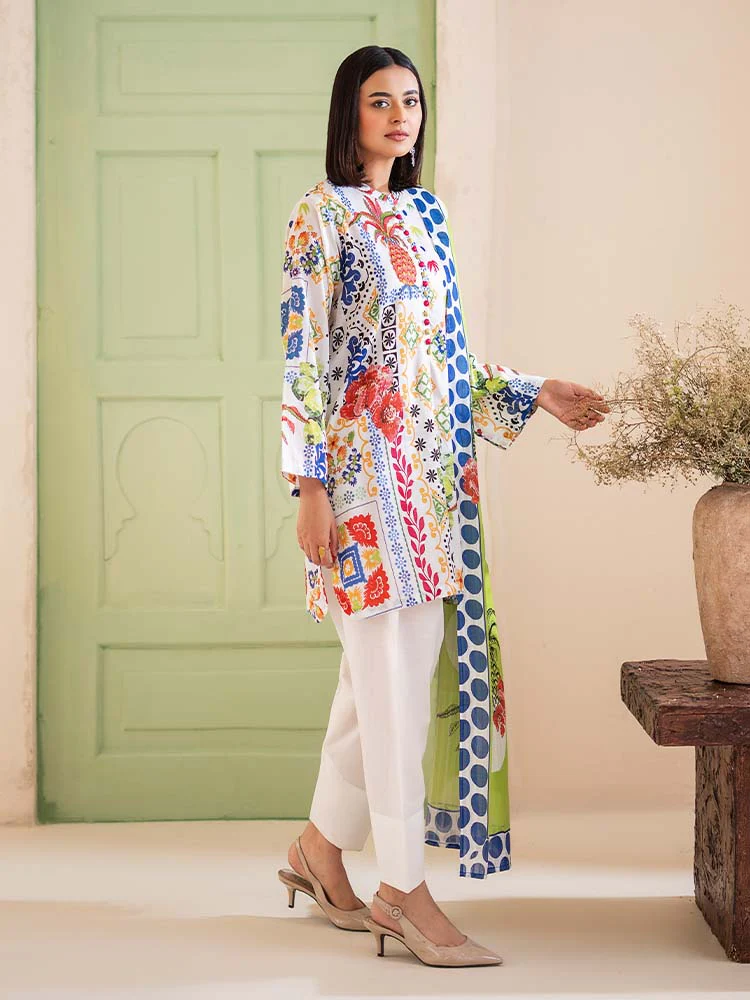 POPLIN 3-Piece Unstitched Digital Printed Lawn Suit - Image 3