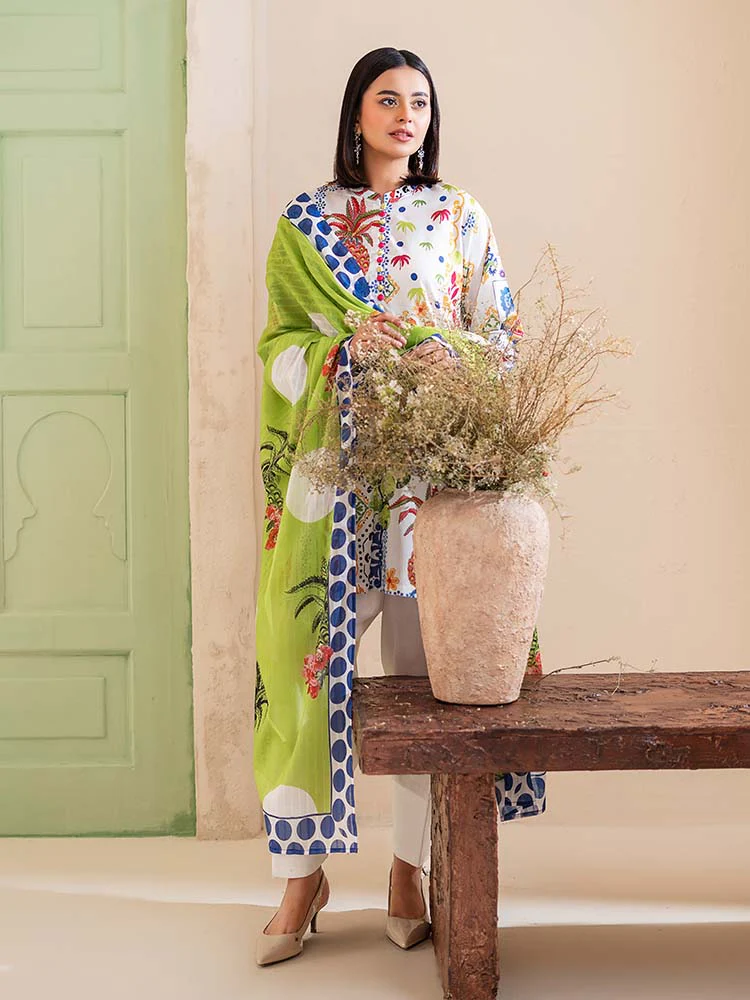 POPLIN 3-Piece Unstitched Digital Printed Lawn Suit - Image 4