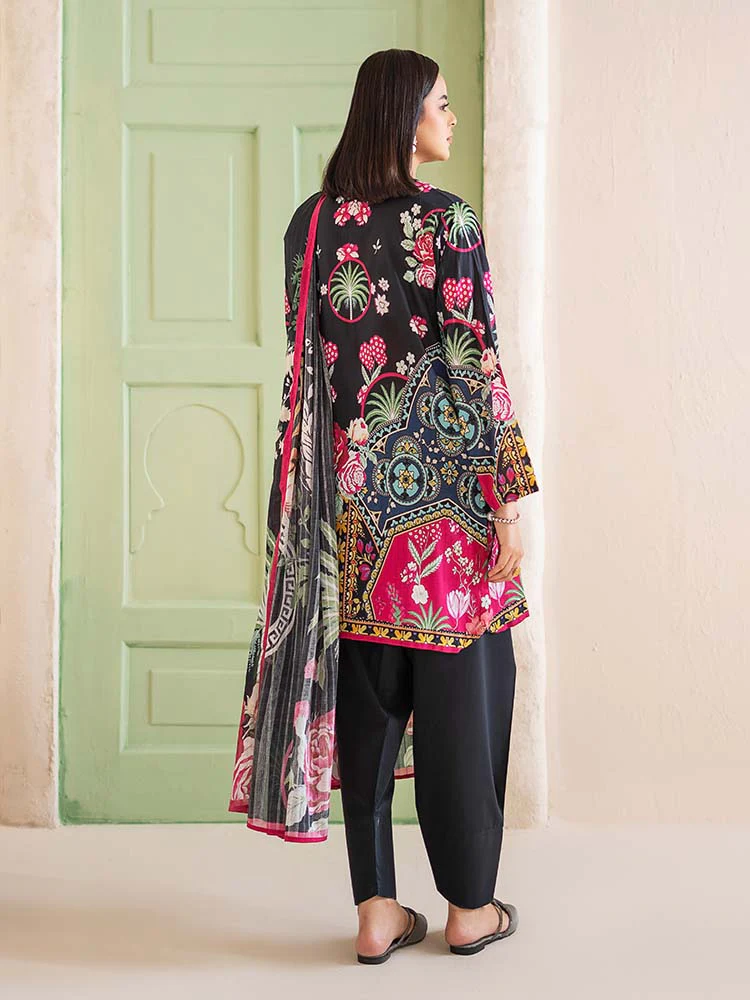 POPLIN 3-Piece Unstitched Digital Printed Lawn Suit - Image 2