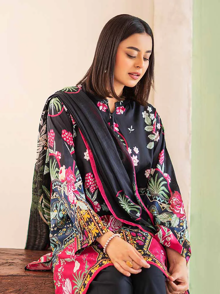 POPLIN 3-Piece Unstitched Digital Printed Lawn Suit - Image 4