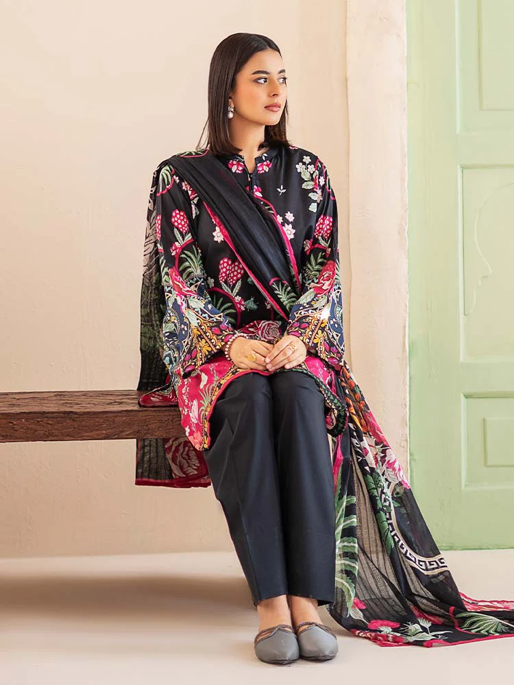 POPLIN 3-Piece Unstitched Digital Printed Lawn Suit - Image 5