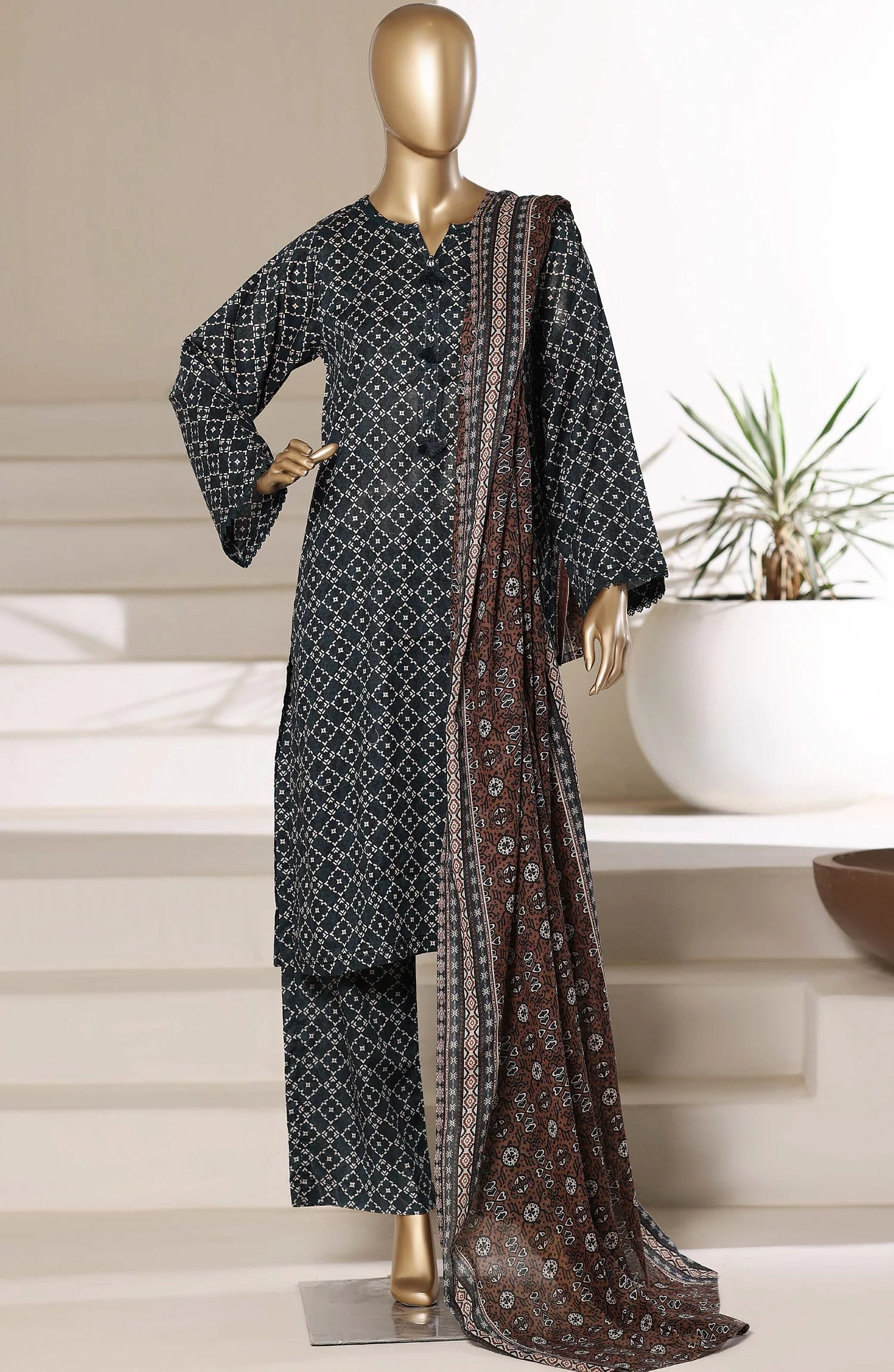 Printed Lawn Stitched 3 Piece Suit