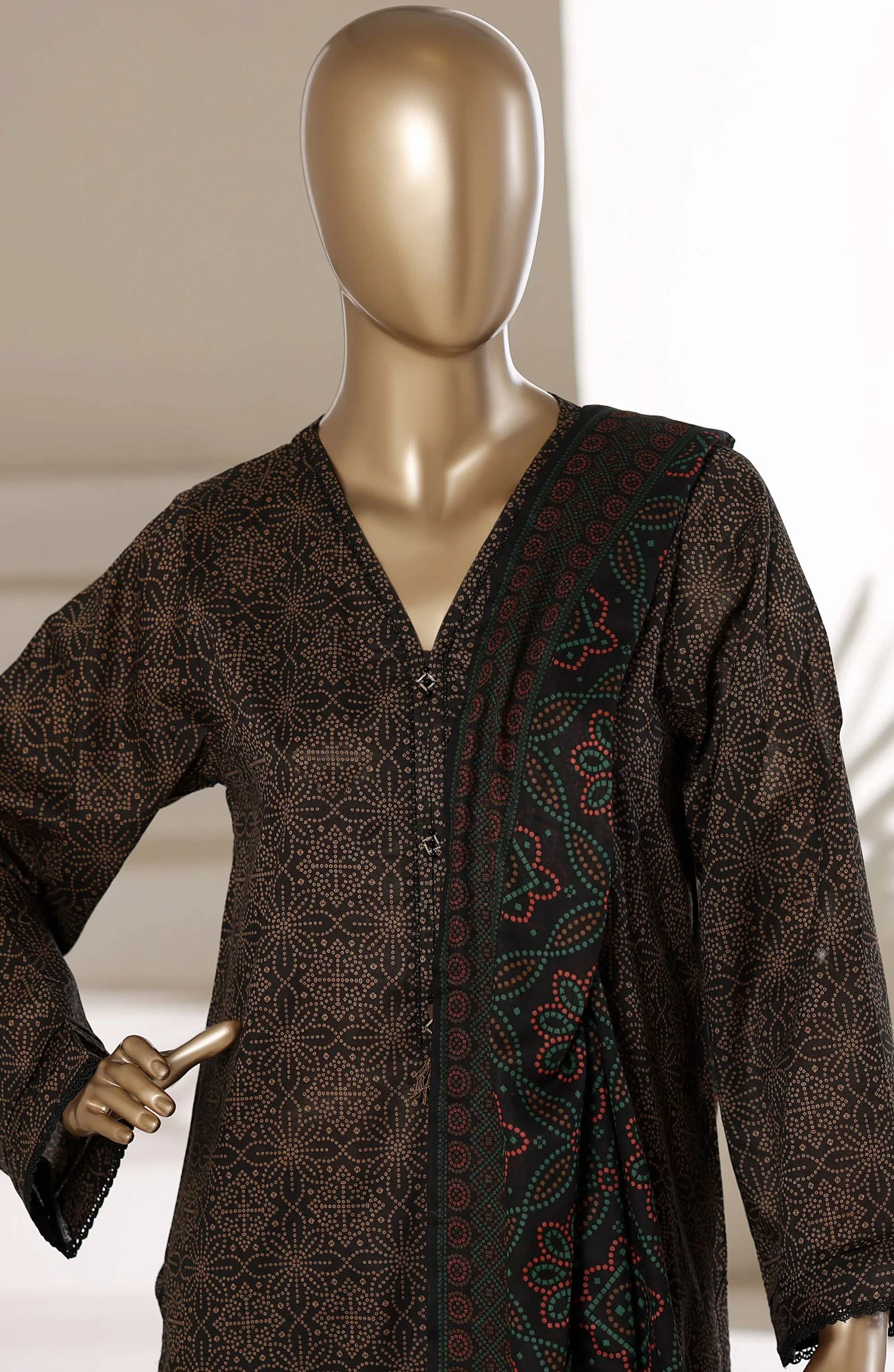Printed Lawn Stitched 3 Piece Suit - Image 3