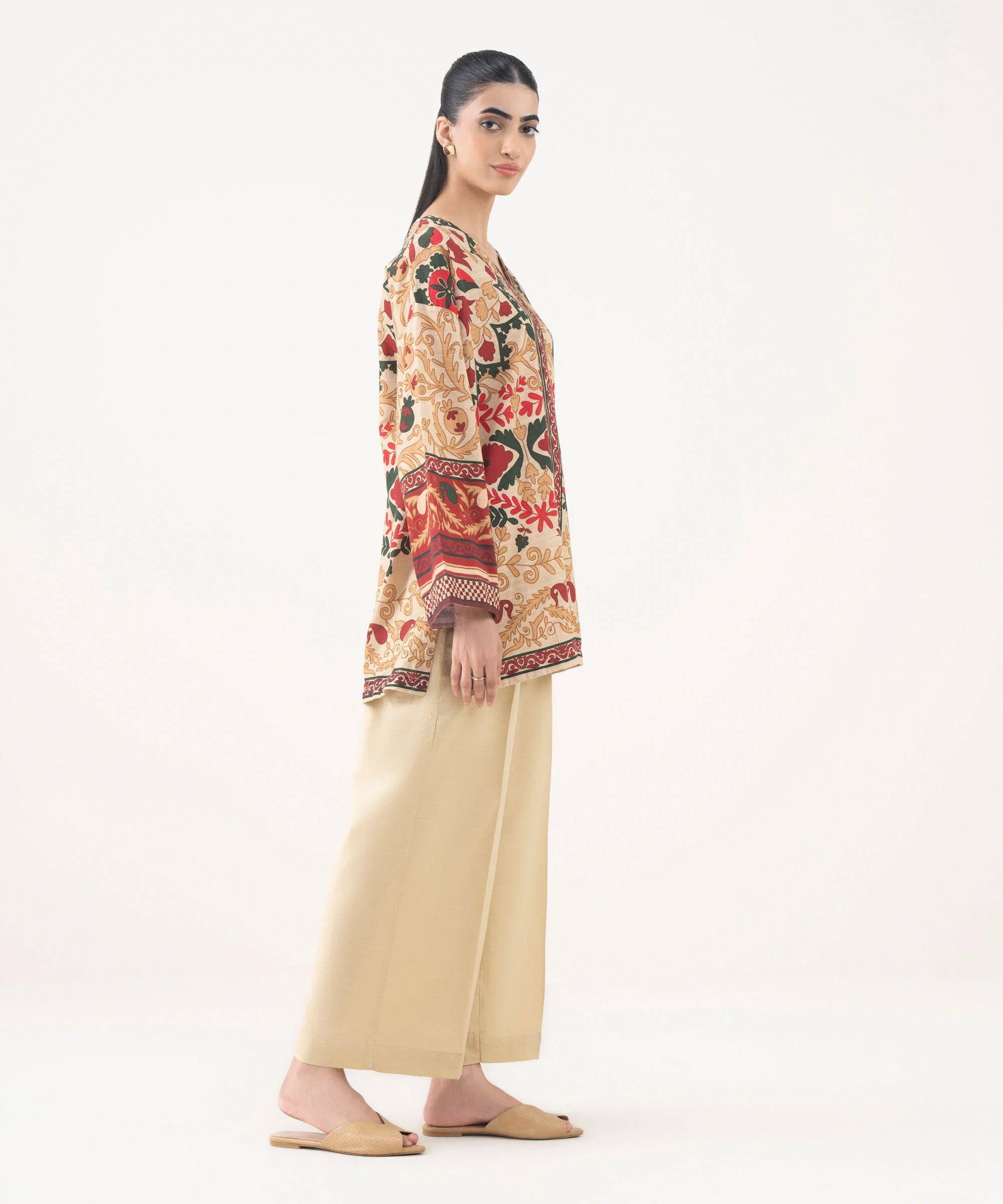 Printed Light Khaddar Shirt - Image 2