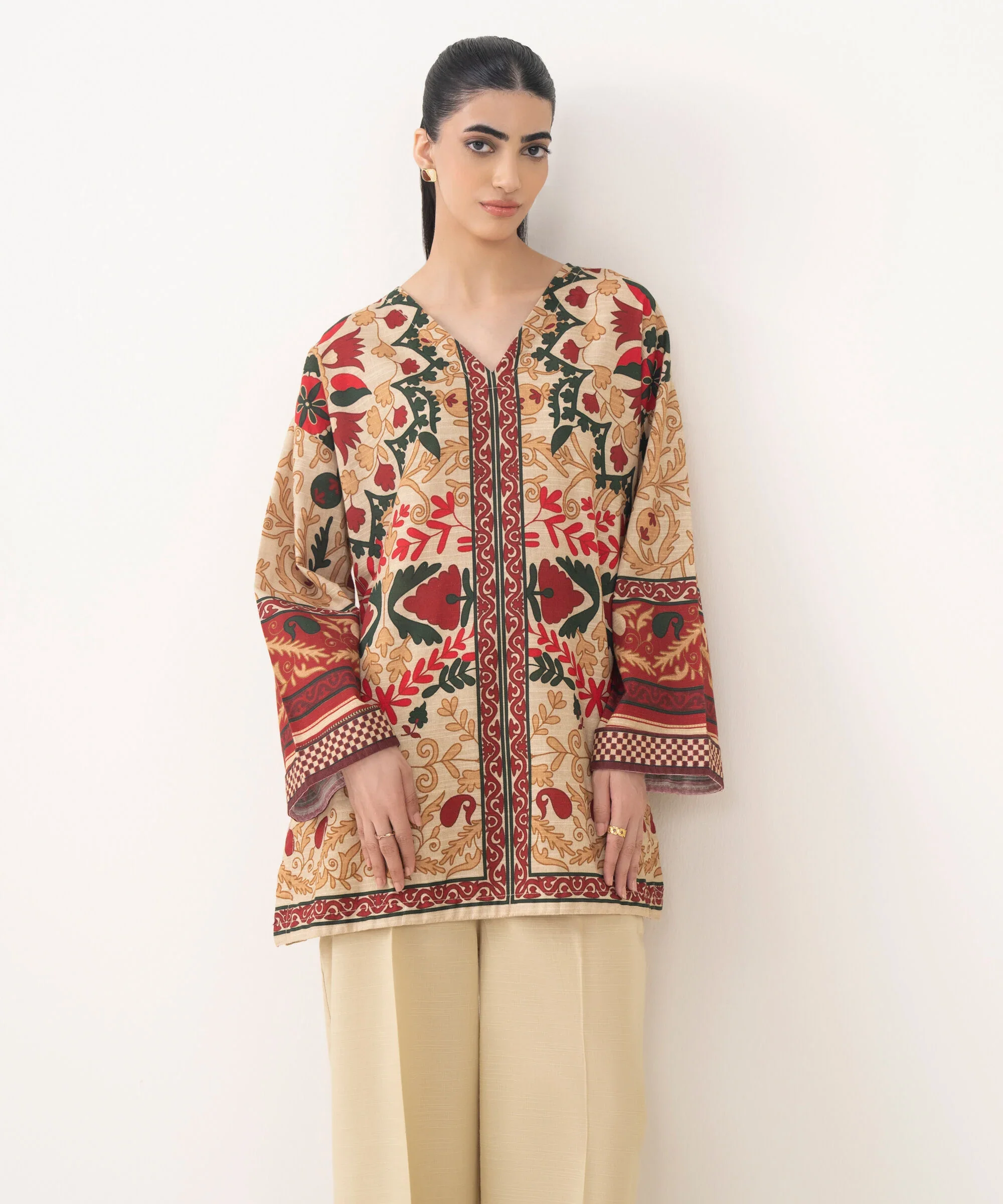 Printed Light Khaddar Shirt - Image 4