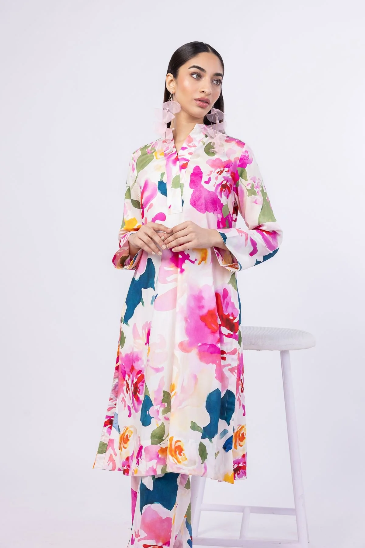 Printed | Viscose Plain Weave Kurta with Dupatta - Image 4