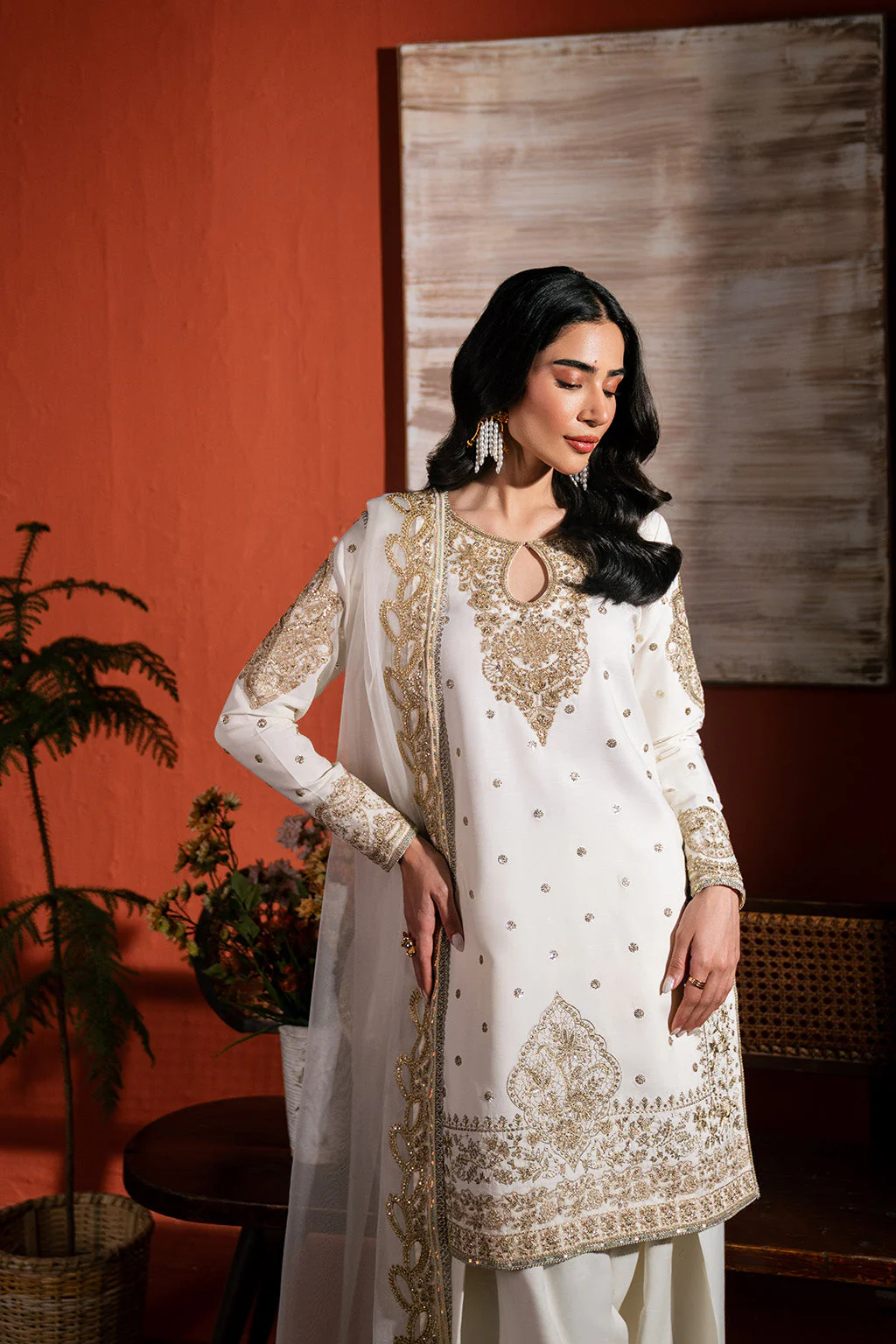 Raw Silk Embroidered Dress Pret - Image 3