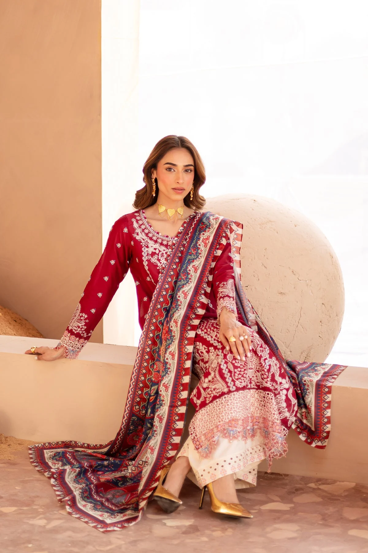 Shreya 3Pc - Embroidered Luxe Pret - Image 7