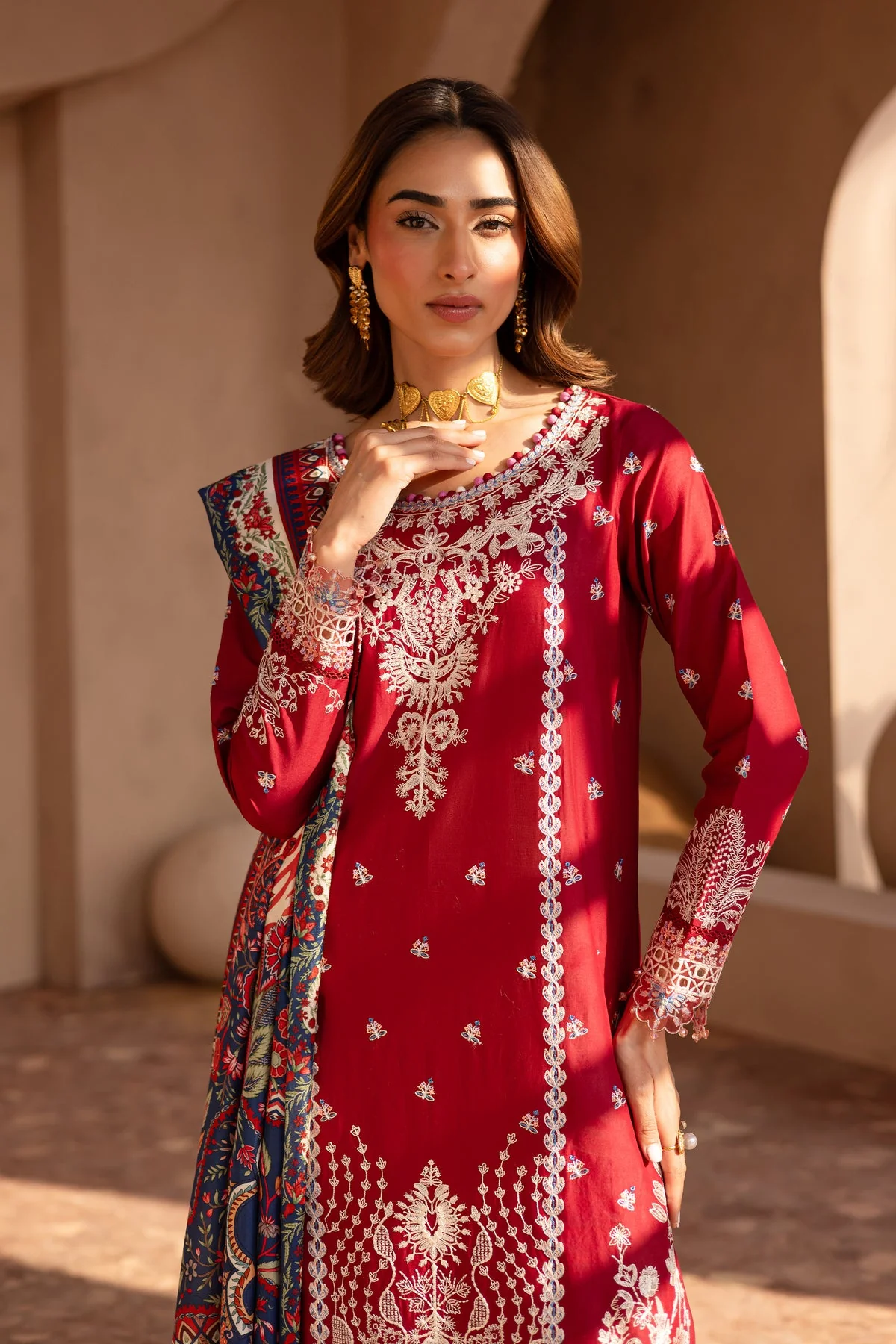 Shreya 3Pc - Embroidered Luxe Pret - Image 9