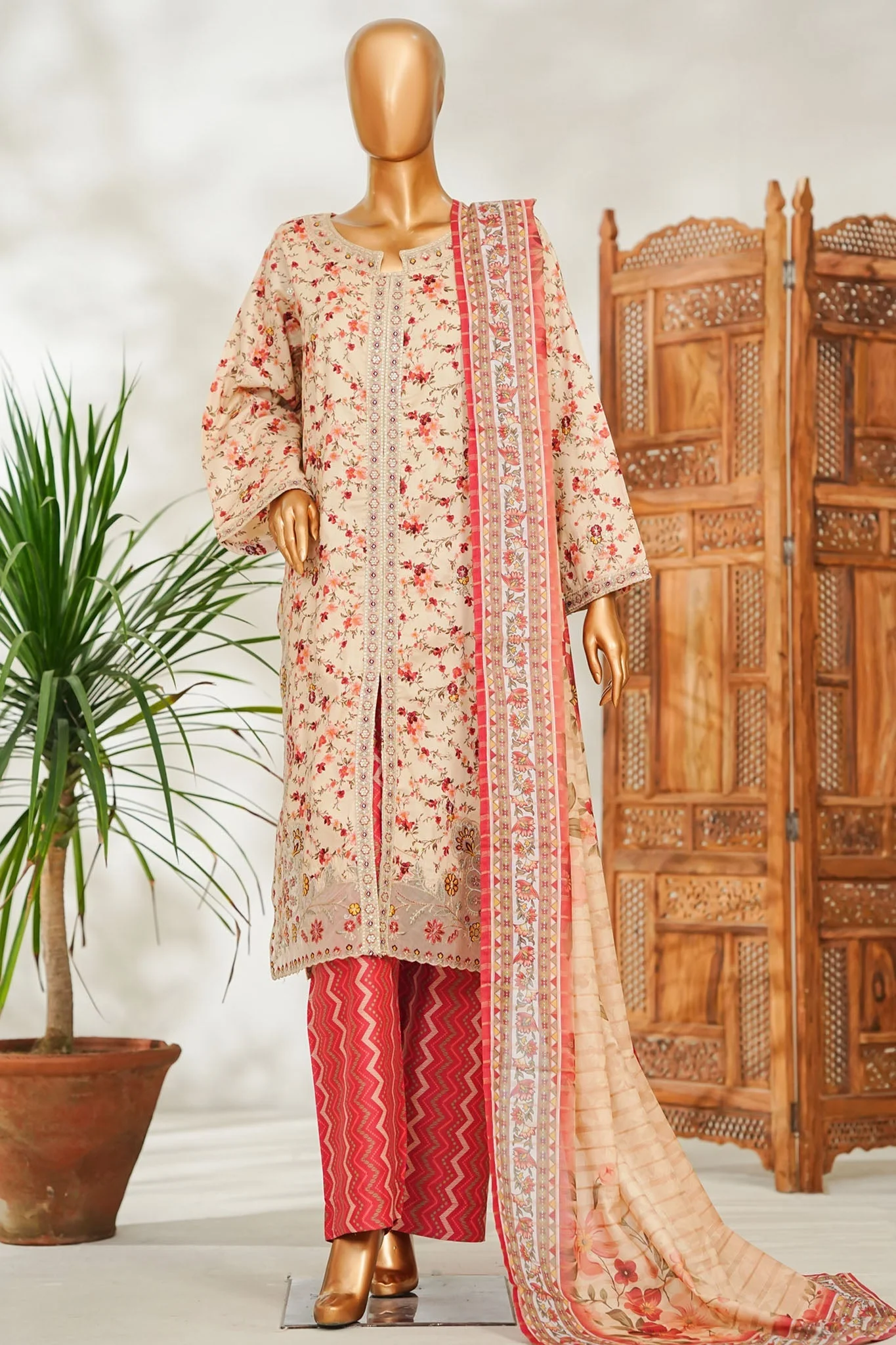 Stitched 3 Piece Exclusive Emb Lawn