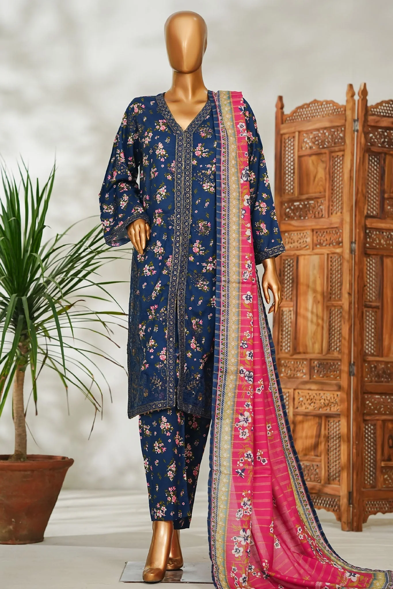 Stitched 3 Piece Exclusive Emb Lawn