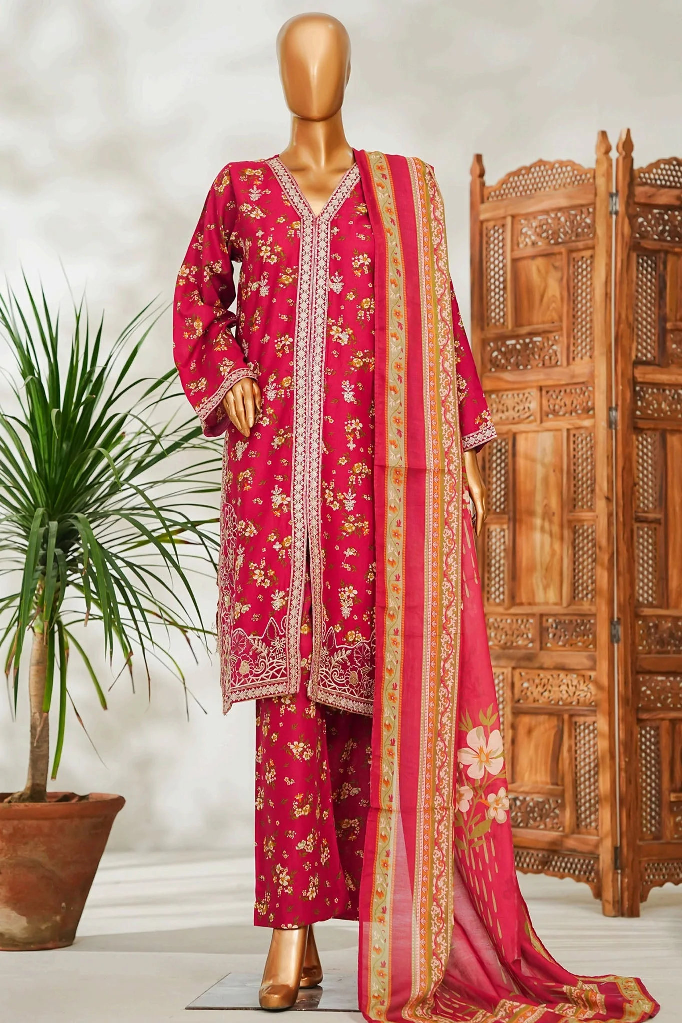 Stitched 3 Piece Exclusive Emb Lawn