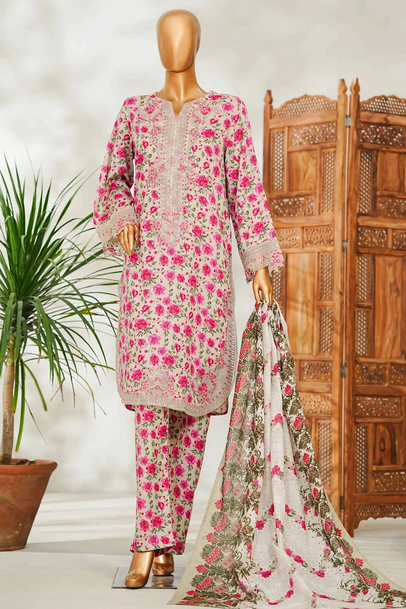 Stitched 3 Piece Exclusive Emb Lawn