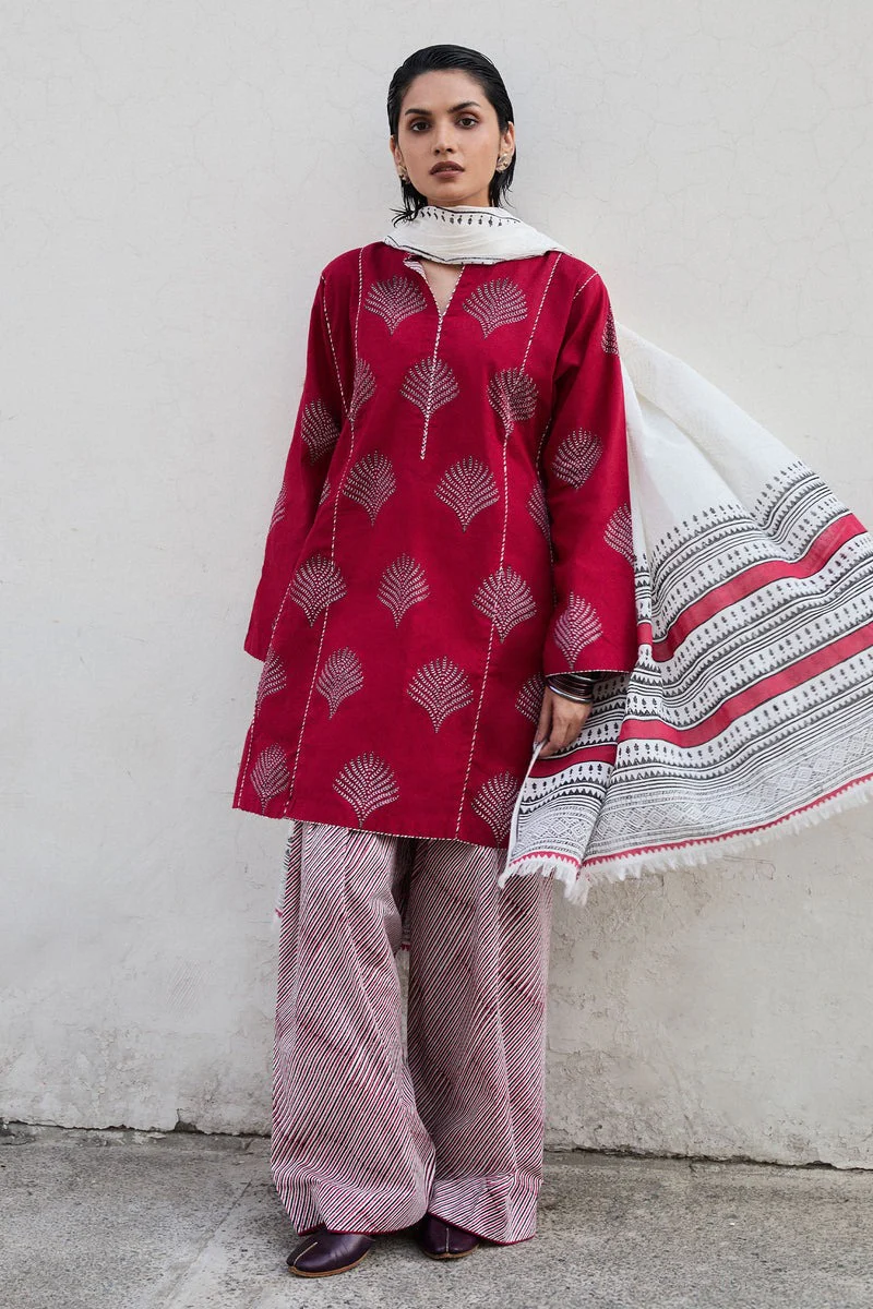 Summer Cotton Suit with Swiss Voile Dupatta (Pret)