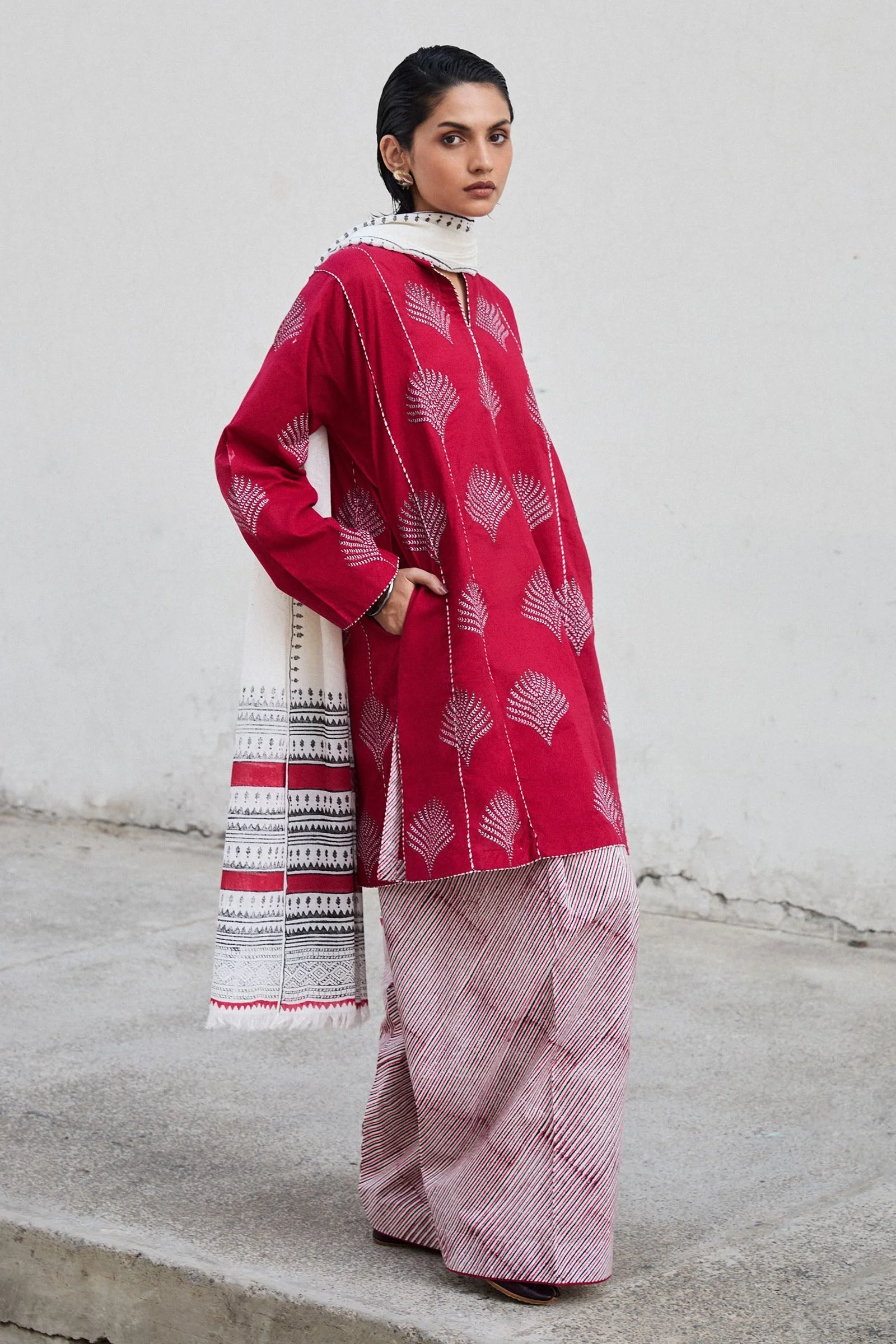 Summer Cotton Suit with Swiss Voile Dupatta (Pret) - Image 2