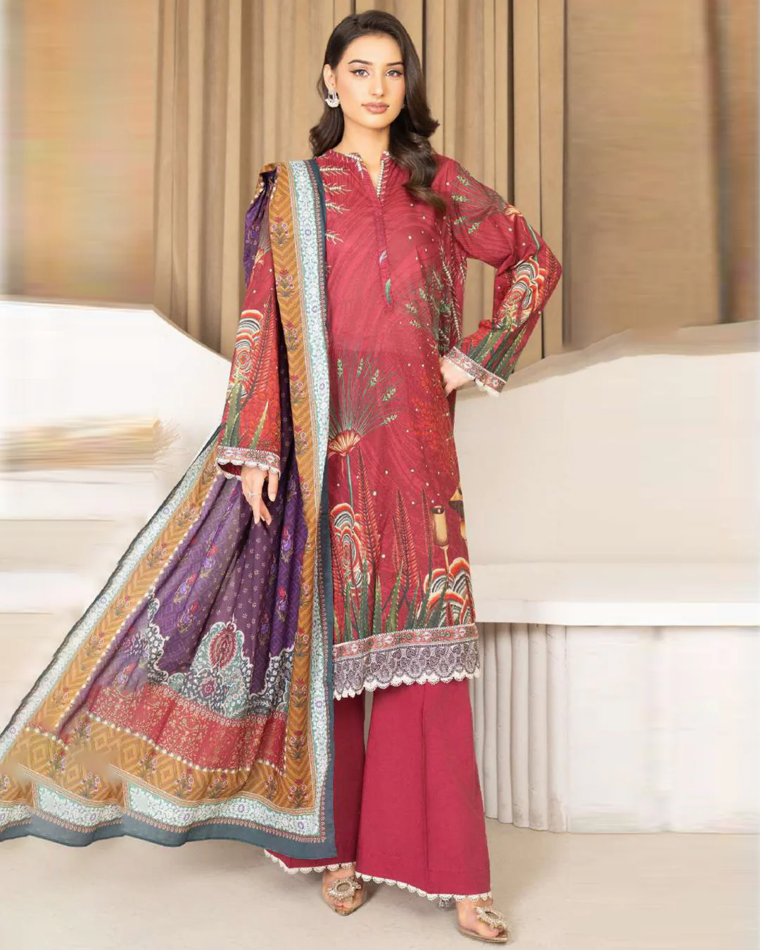 Unstitched Lawn Printed 3 Piece Suit